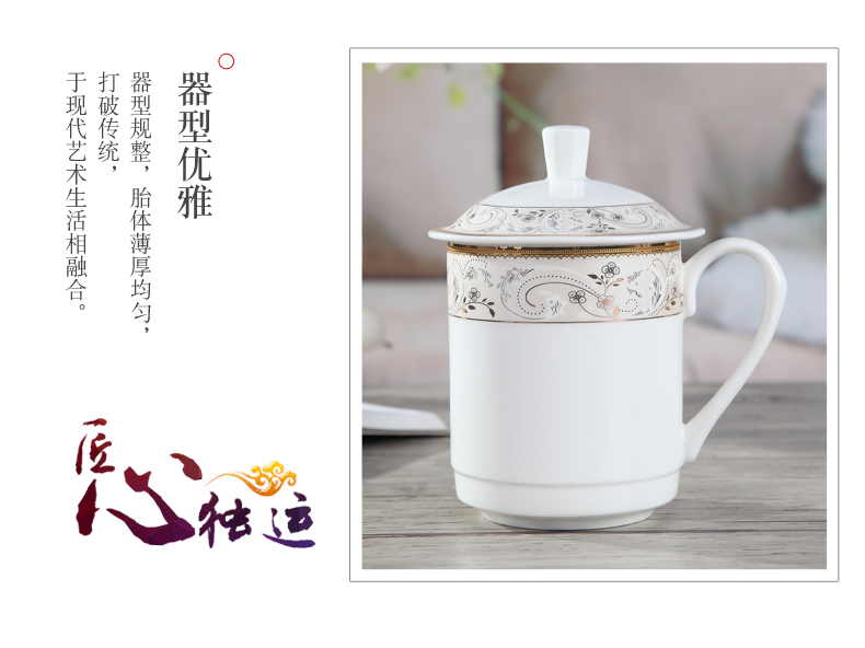 Jingdezhen ceramic cups with cover ipads China small water blue and white porcelain cup gift mugs custom office meeting