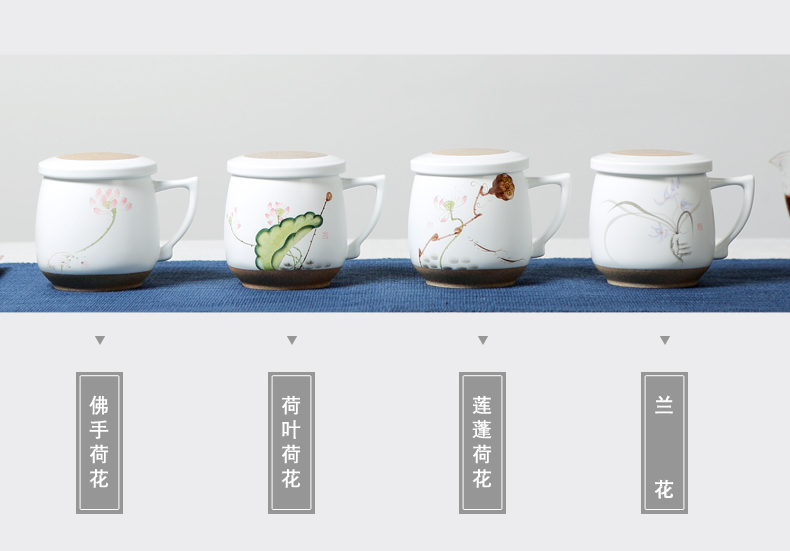 Jingdezhen hand - made ceramic cups with cover filter cup gift office cup mark cup with cover cup personal cup