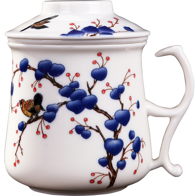 Jingdezhen ceramic tea cups with cover filter cup keller office a cup of water glass tea cup
