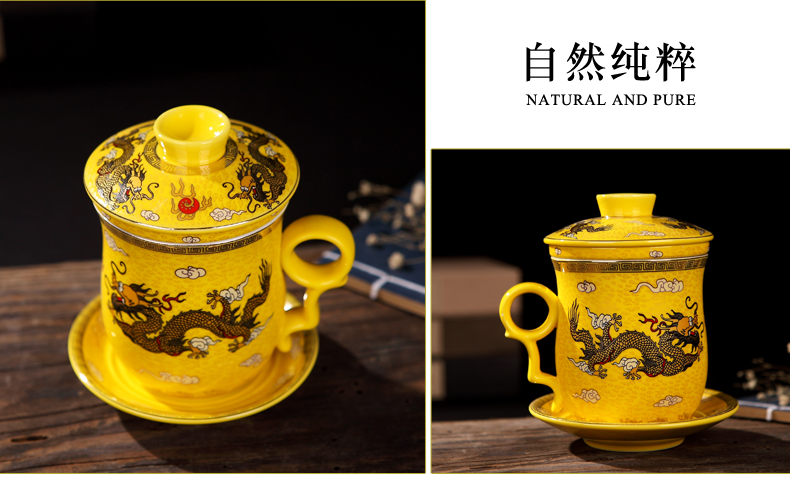 Jingdezhen ceramic filter cups with cover glass cup tea cup home office and meeting of blue and white porcelain cup