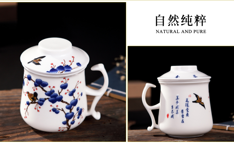 Jingdezhen ceramic tea cups with cover filter cup keller office a cup of water glass tea cup