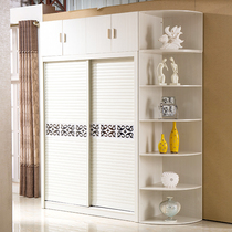 Sliding door wardrobe simple modern economical assembly push-pull two-door integral wardrobe with corner cabinet top cabinet combination