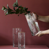 Light luxury glass vase gold edge bottle mouth design home dining table living room Vase ornaments transparent hydroponic vase