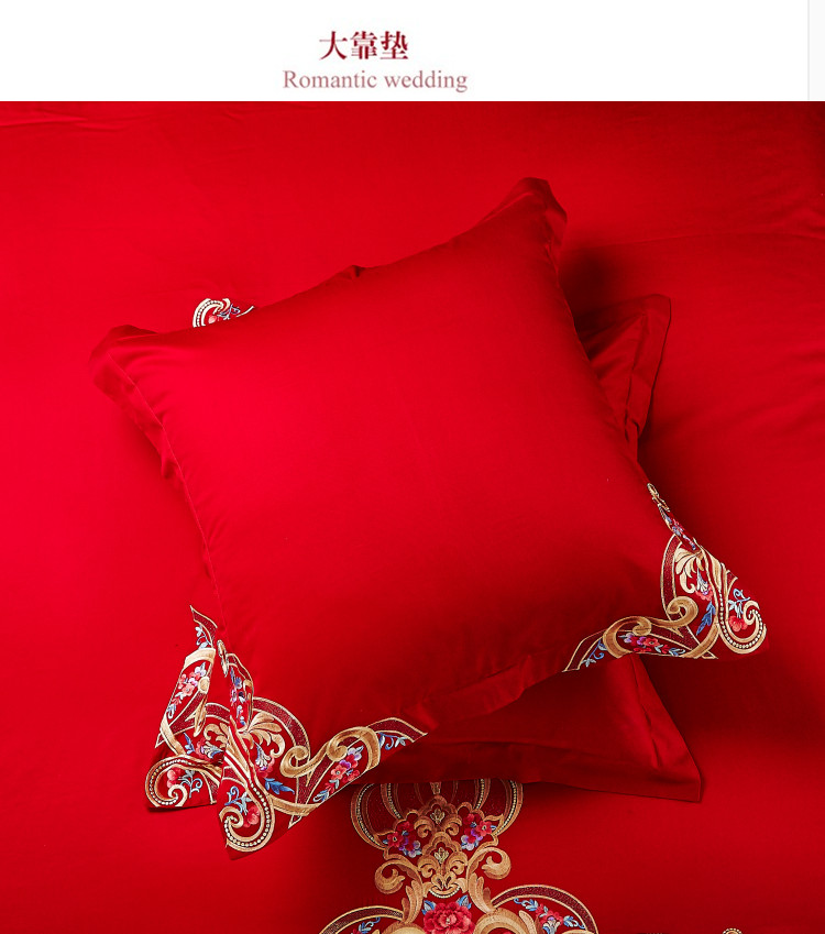 Valentine Carolina dệt bông cưới một gia đình bốn thêu màu đỏ hi phòng hôn nhân mới tám mươi tuổi sáu bộ giường - Bộ đồ giường bốn mảnh gối chăn