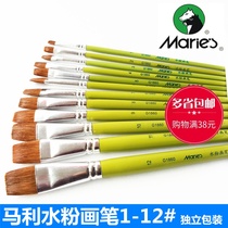 Marley Painting Materials G-1860 Single Long Rod Horsehair Water Chalk Marley Paint Brush No. 1-12