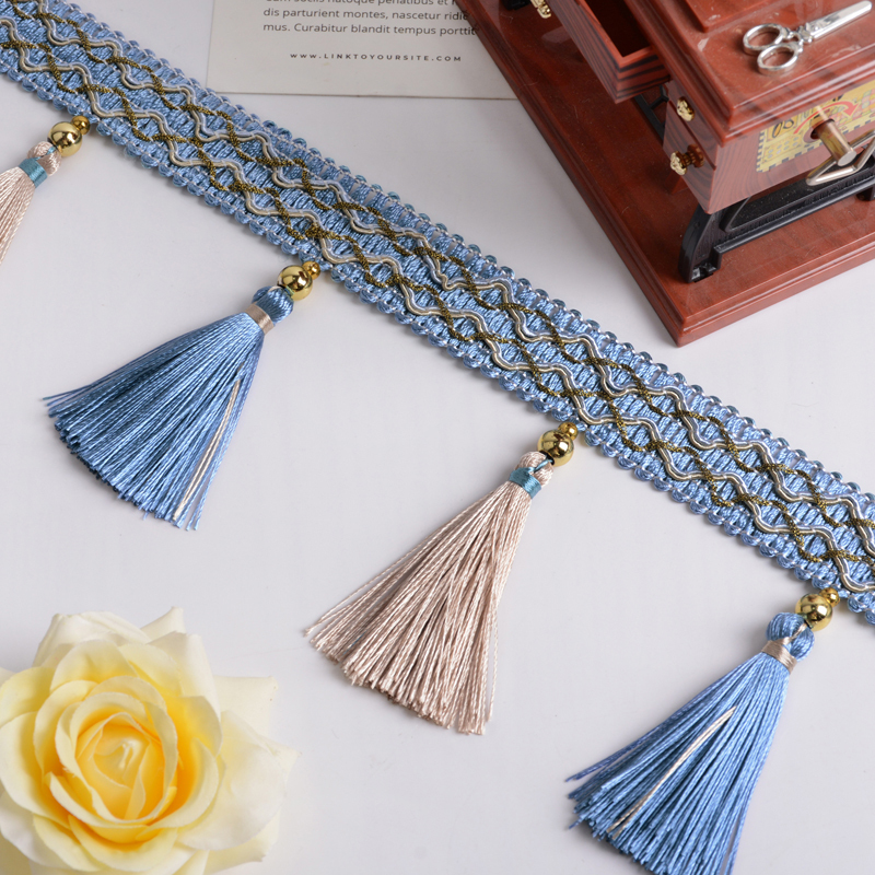 European-Style Curtain Beads, Lace Accessories, Tassels, Pillow Curtain Head, Sofa Window Curtain, Two-Color Copper Bead Pendant Tassels