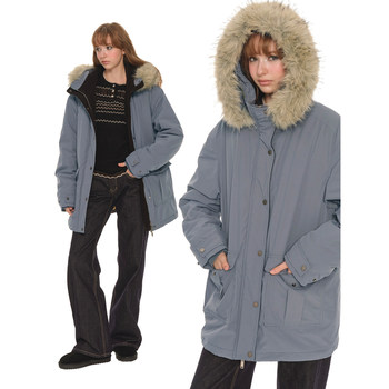 Unretro large fur collar hooded cotton coat women's winter thickened warm coat loose versatile workwear party jacket Unretro large fur collar hooded cotton coat women's winter thickened warm coat loose versatile workwear party jacket