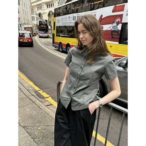 UNRETRO Ретро короткая приталенная рубашка, в американском стиле, подходит для подростков