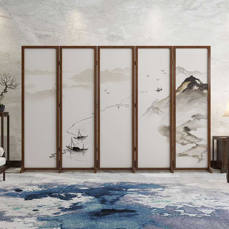 Screen New Chinese style Zen Landscape partition Living room Bedroom shielded office Living Room Screen Folding can be moved