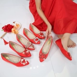 Свадебные туфли, демисезонная утепленная красная обувь для невесты, 2022, китайский стиль