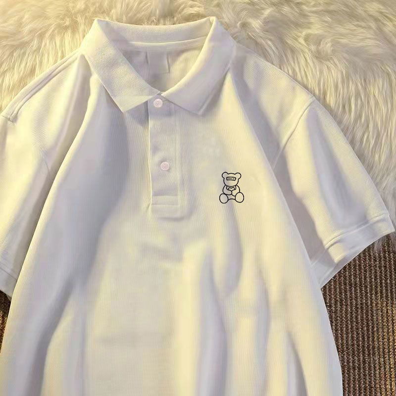 Summer Loose Pure Cotton Salt Polo Collar Versatile Short-Sleeved T-Shirt for Women 2025 New Preppy Style Slimming Look Top ins Summer Loose Pure Cotton Salt Polo Collar Versatile Short-Sleeved T-Shirt for Women 2025 New Preppy Style Slimming Look Top ins