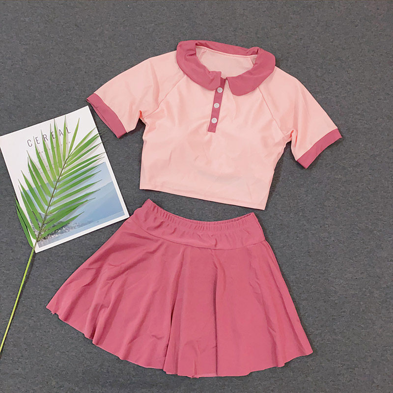 2020 New Swimsuit Schoolgirls Conservative Cute Little Clear New Day Ensemble Teenage Dress Two-style Spa Swimsuit