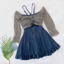 2021 new spa swimsuit female students conservative conjoined cover with slim frescoed net red with supersens