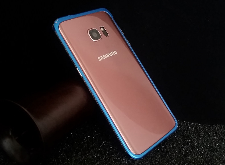iMatch Slim Light Aluminum Metal Shockproof Bumper with Kickstand for Samsung Galaxy S7 Edge G9350 & S7 G9300