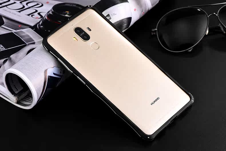 iMatch Slim Light Aluminum Metal Shockproof Bumper Case with Kickstand for Huawei Mate 9