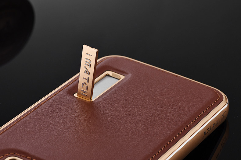 iMatch Luxury Aluminum Metal Bumper Premium Genuine Leather Back Cover Case for Samsung Galaxy S7 Edge G9350 & S7 G9300