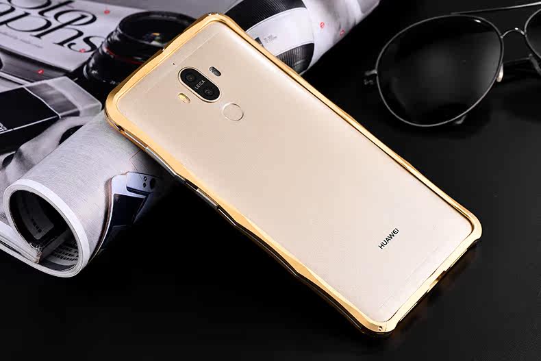 iMatch Slim Light Aluminum Metal Shockproof Bumper Case with Kickstand for Huawei Mate 9