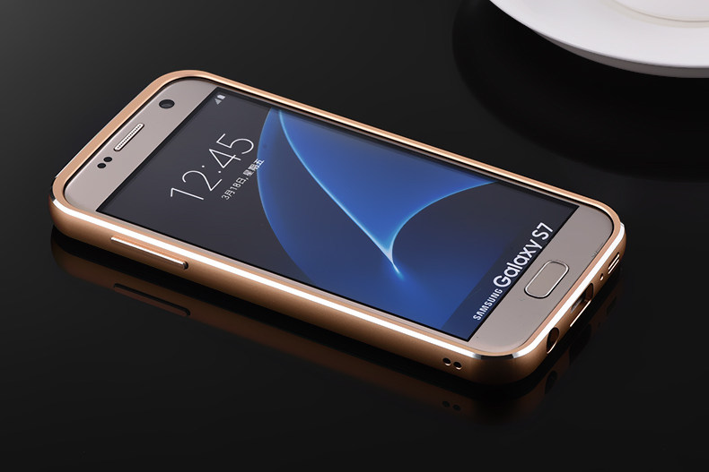 iMatch Luxury Aluminum Metal Bumper Premium Genuine Leather Back Cover Case for Samsung Galaxy S7 Edge G9350 & S7 G9300
