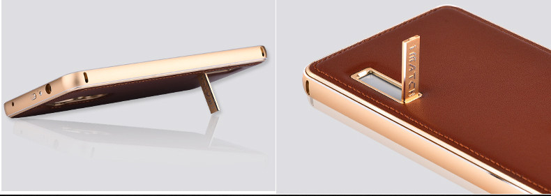 iMatch Luxury Aluminum Metal Bumper Premium Genuine Leather Back Cover Case for Huawei Mate 9