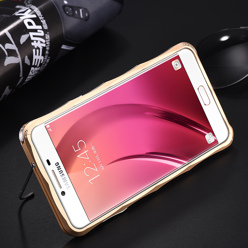 iMatch Slim Light Aluminum Metal Shockproof Bumper with Kickstand for Samsung Galaxy C7 C7000 & C5 C5000