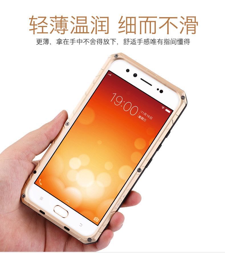 iMatch Water Resistant Shockproof Dust/Dirt/Snow-Proof Aluminum Glass Metal Military Heavy Duty Case Cover for vivo X9