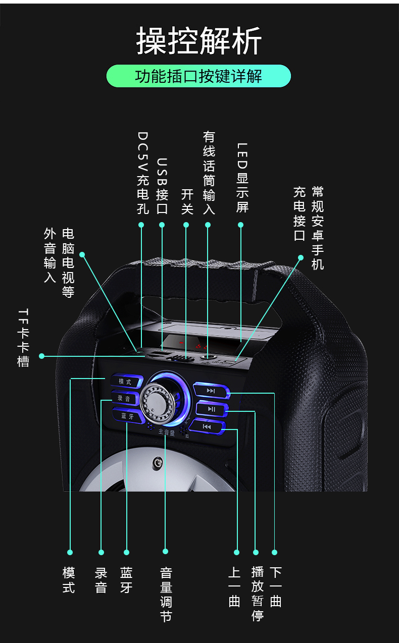 thu phát wifi Audio Âm thanh Bluetooth Loa di động ngoài trời karaoke thừa cân không dây nhà nhỏ không dây vuông âm thanh cầm tay di động đa chức năng thẻ nghe loa siêu lớn - Trình phát TV thông minh