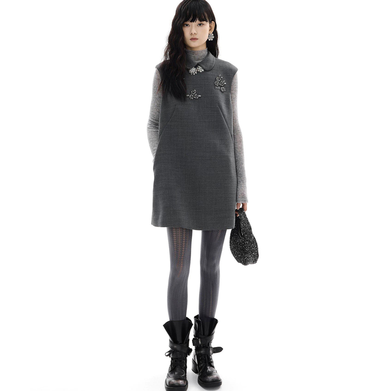 2026 Vintage Peter Pan Collar Sleeveless Short Dress with Doll Collar, Same Style as the One in the Store