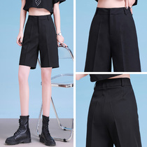 Suit shorts womens summer straight loose 2021 thin new high waist thin hanging casual five wide leg pants