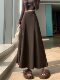Retro woolen skirt for women in autumn and winter, new style, Korean style, high-waisted, slim, loose, wide-slung, covered A-line long skirt