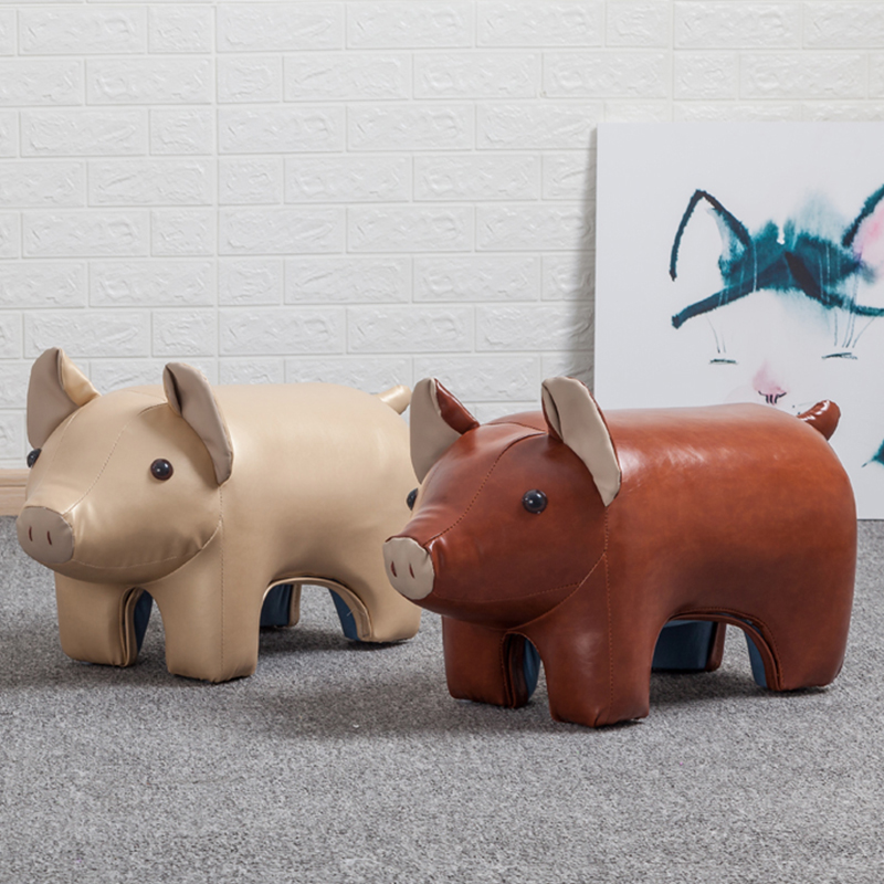 Creative shoe-changing stool door animal shape wearing shoe stool pig year leather fashion decoration furniture footrest wearing shoe stool