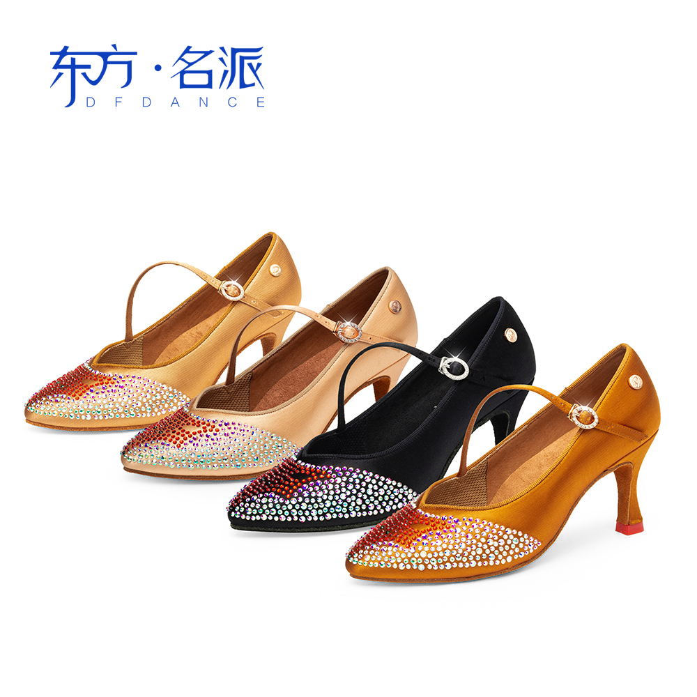 2020 Winter new oriental name Denomination Fashion Morden Dance Shoes Lady Satin Inlaid Waltz Dance Shoes