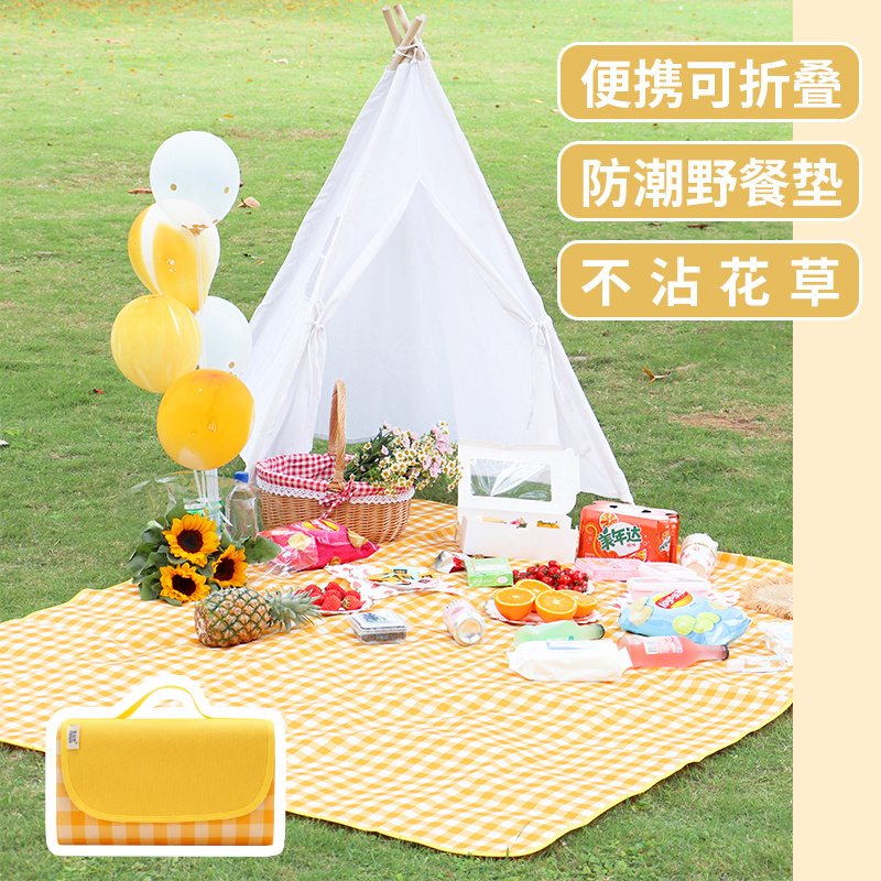 Picnic mat spring tour outdoor moisture-proof mat outing photo mat portable ins wind picnic cloth thick cookout mat