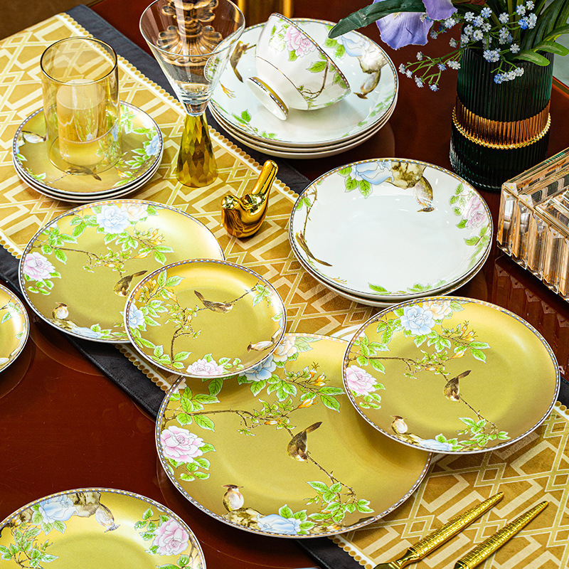 Jingdezhen Enamel Bowl and Plate Set, Jingdezhen Bone China Tableware Gift Box Set, Special Grade Product