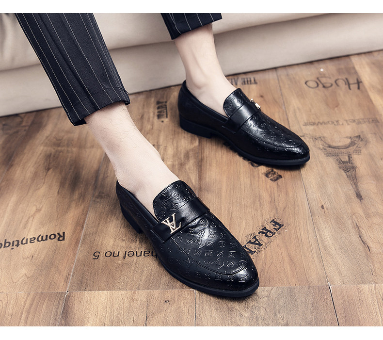 Giày lười nam da PU mũi tròn, đế cao 2,5 cm, kiểu công sở và thường ngày — 3329 Gót vuông (phiên bản tăng chiều cao), 3329 Ngôi sao năm cánh (Phiên bản nâng cao), 3329 ngôi sao năm cánh, 6971 màu đen chi tiết 12