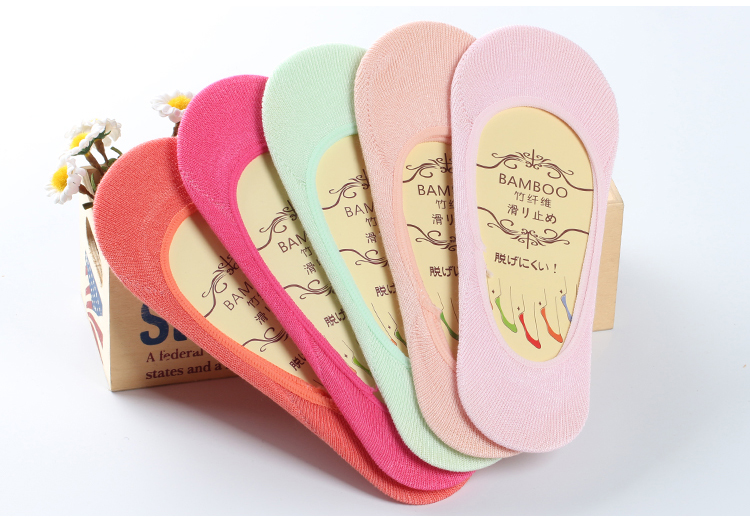 Mùa hè cotton silicone non-slip của phụ nữ bít tất kẹo màu siêu nông miệng vô hình ladies boat socks peas giày vớ vớ ngắn