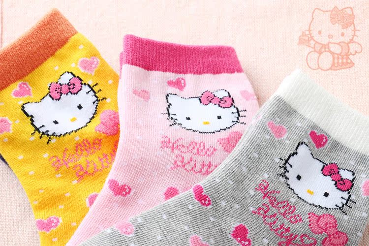 Trẻ em helloktyty Hello Kitty Hàn Quốc dễ thương mùa thu và mùa đông vớ cotton hoạt hình cô gái vớ thời trang bé gái