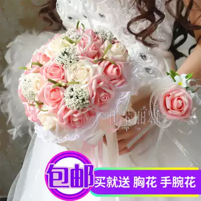 Wedding bouquet Chinese and Korean version of the simulation bride bridesmaid hand bouquet Wedding photography props rose red hand bouquet