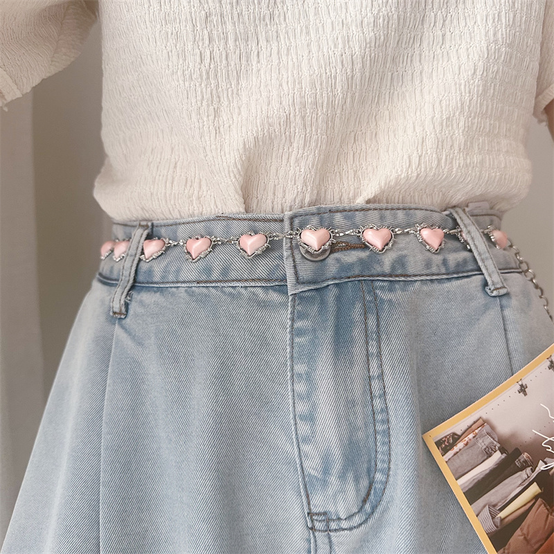 Metal Heart Belt for Women, Versatile for Jeans, Decorative Belt for Shirts and Dresses, Trendy Metal Heart Waist Chain Metal Heart Belt for Women, Versatile for Jeans, Decorative Belt for Shirts and Dresses, Trendy Metal Heart Waist Chain