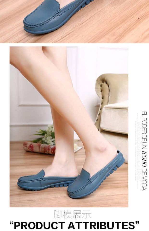 Đặc biệt hàng ngày dép nữ da Baotou một nửa dép đế bằng bằng phẳng đậu thoáng khí dép puma chính hãng