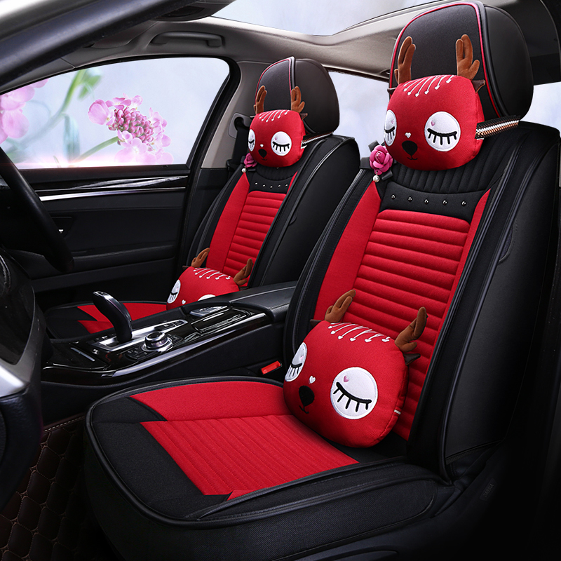 Car seat linen cartoon ladies Foss Polo Lavida Sagitar Bora four seasons universal all-inclusive fabric seat cover