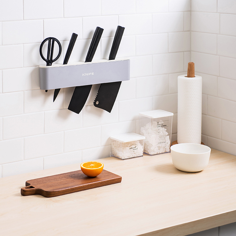 Free punch collection kitchen knife knife seat wall mounted punch-free kitchen knife scissor fruit tool frame clamp