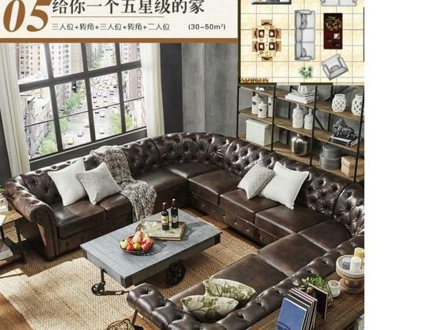 Sofa da Bắc Âu gỗ rắn da lộn phòng khách kết hợp đồ nội thất kích thước căn hộ kiểu Mỹ da sofa nghệ thuật ba - Ghế sô pha ghế sofa bed