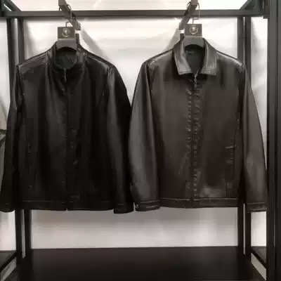 Haining leather leather men men's lapel leather jacket father spring and autumn middle-aged leather jacket slim body