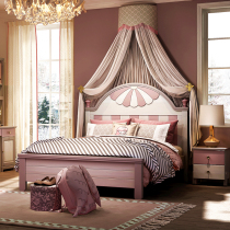 American childrens bed Solid wood single bed girl Pink Dream Castle Cartoon girl princess bed Girl bed storage