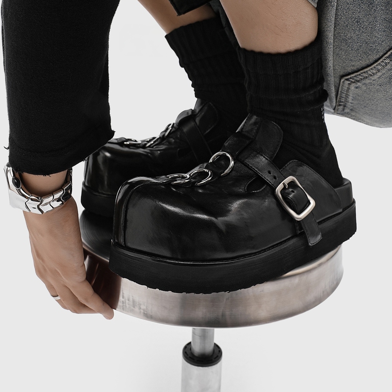Original Trendy Brand 2025 New Product Big-Toe Half-Slip Leather Shoes with Thick Soles and Height-Increasing Birkenstock Slippers, Unisex
