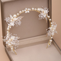 Bride jewelry fresh Japanese and Korean rhinestone hair accessories new woven pattern hair band does not hurt scalp pearl children's headdress