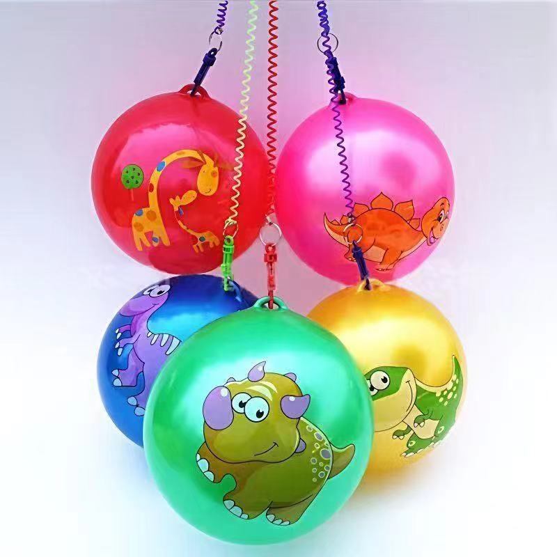Park Outdoor Toys Kidsren's Colorful Rope Racket Ball Chain Elastic Inflatable Cartoon Football Street Stall Goods