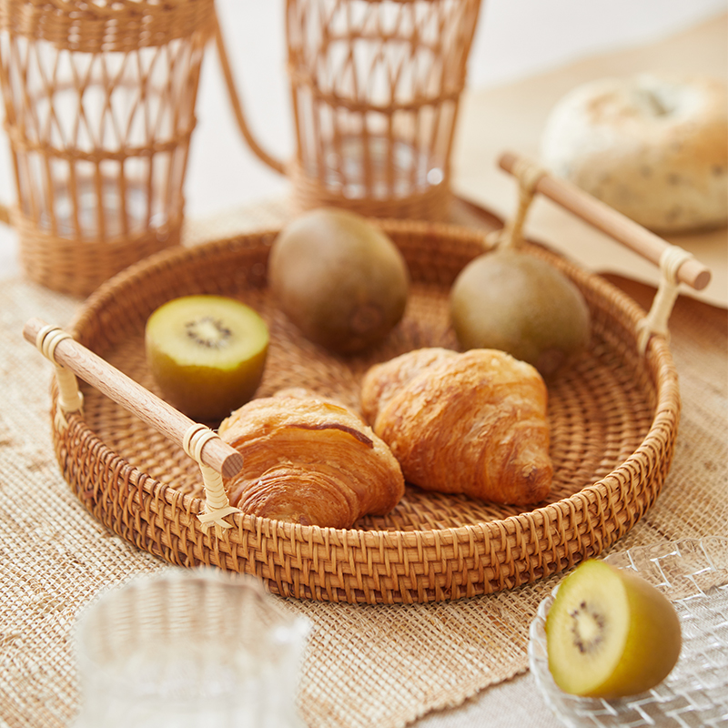 Slow Japanese vine tray hand-made fruit basket weaving double ear snack plate snack to incorporate fruit disc