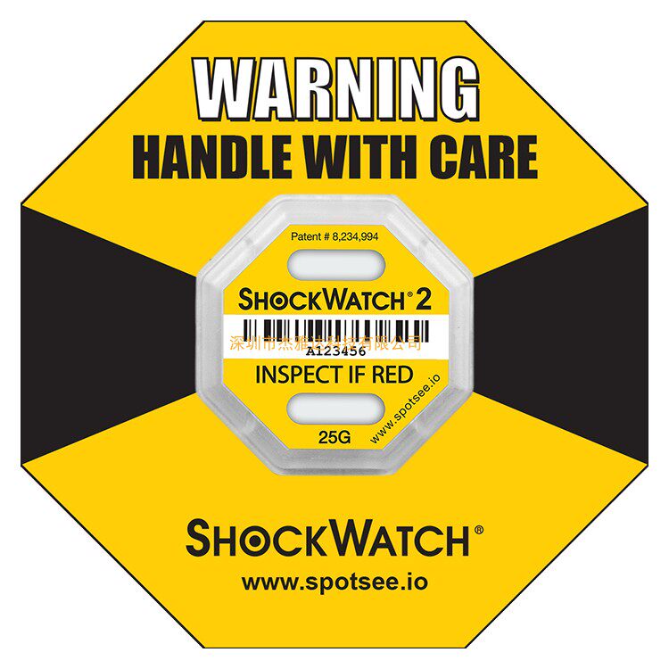 Regular Agent US Imports Shockwatch Anti-shock Generation 25G Yellow shockproof anti-tilt label