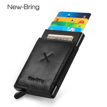 Anti-theft brush automatic pop-up card bag Mens metal wallet Ultra-thin small card holder Womens card set Tide brand business card holder storage